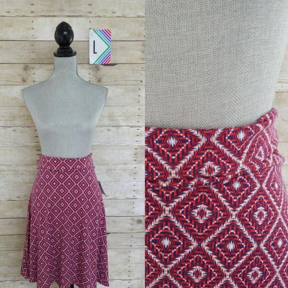 LuLaRoe Azure Skirt (or top) Large - Red, White & Blue Geometric Print - Picture 1 of 1